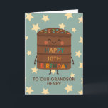 Grandson Cute Anpassningsbar Chocolate Cake 10:e f Kort<br><div class="desc">Fira din barnsons stora dag med det här vackra 10:e födelsedagskortet med ett sött leende chokladkakaoillustration,  färgstarka sprinkler och ett glatt "Grattis på födelsedagen"-meddelande. Det här kortet är perfekt för barn som har roligt,  fånig och söta design i kärlek. Anpassa det med namn för en hjärtslitande födelsedagskalas.</div>