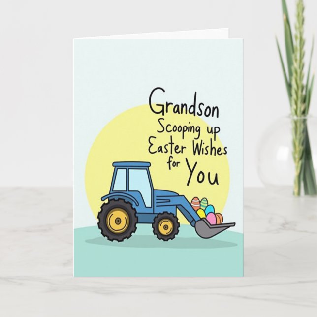 Grandson Easter Wishes Scoop Card Kort (Framsida)