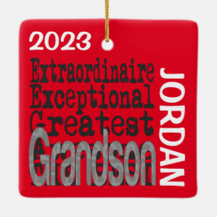 Grandson Extraordinaire ANPASSNINGSBAR Julgransprydnad Keramik