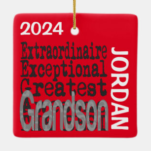 Grandson Extraordinaire ANPASSNINGSBAR Julgransprydnad Keramik
