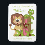 Grandson First Birthday Cute Lejon Photo Card Magnet<br><div class="desc">Grandson First Birthday Cute Lejon Photo Card</div>