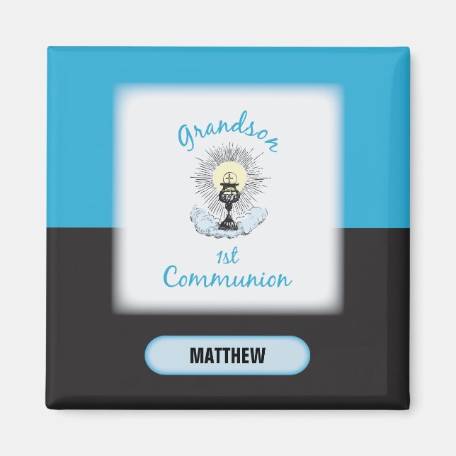 Grandson First Communion, Blue Kopp Magnet (Framsidan)