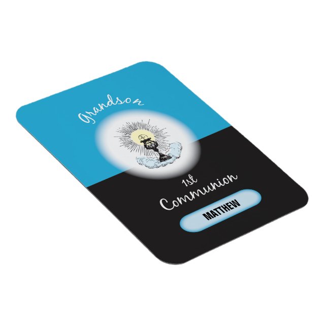 Grandson First Communion, Blue Kopp Magnet (Högersidan)