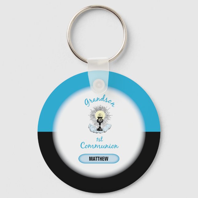 Grandson First Communion, Blue Kopp Nyckelring (Framsida)