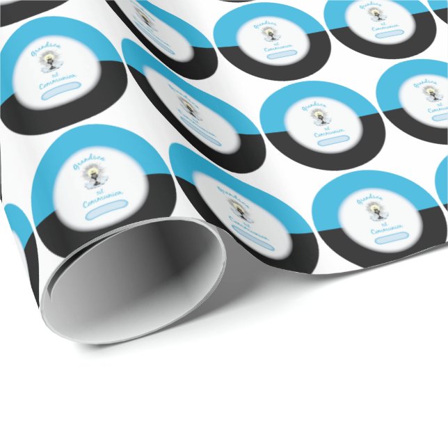 Grandson First Communion, Blue Kopp Presentpapper (Rullad Hörn)