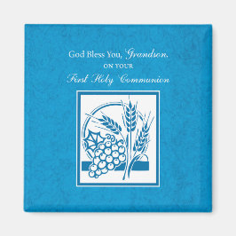 Grandson First Communion Blue, Wheat, Graps Magnet