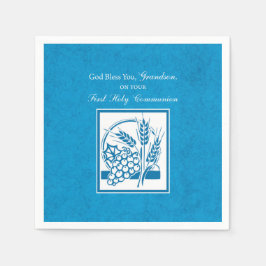 Grandson First Communion Blue, Wheat, Graps Pappersservett