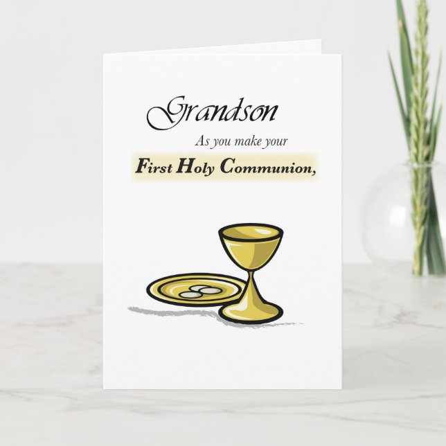 Grandson First Communion Guld Chalice, Paten Kort (Framsida)