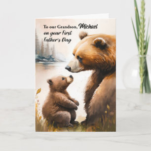 Grandson First Fars dag Pappa och Baby Bear Kort