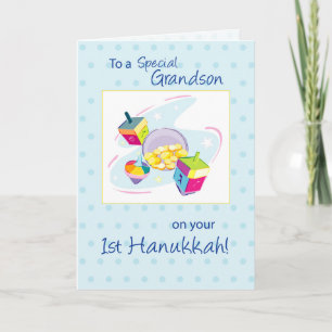 Grandson First Hanukkah Helgkort