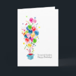 Grandson Födelsedagskort Colorful Balloons Kort<br><div class="desc">En färgfull illustration som visar färgstarka olika former av ballonger som brinner ut ur en magisk presentlåda. Gläd glädje,  lycka och färglös spricka! En färgfull födelsedagspresent till din barnson. Säkert att ge leende på ansikte!</div>