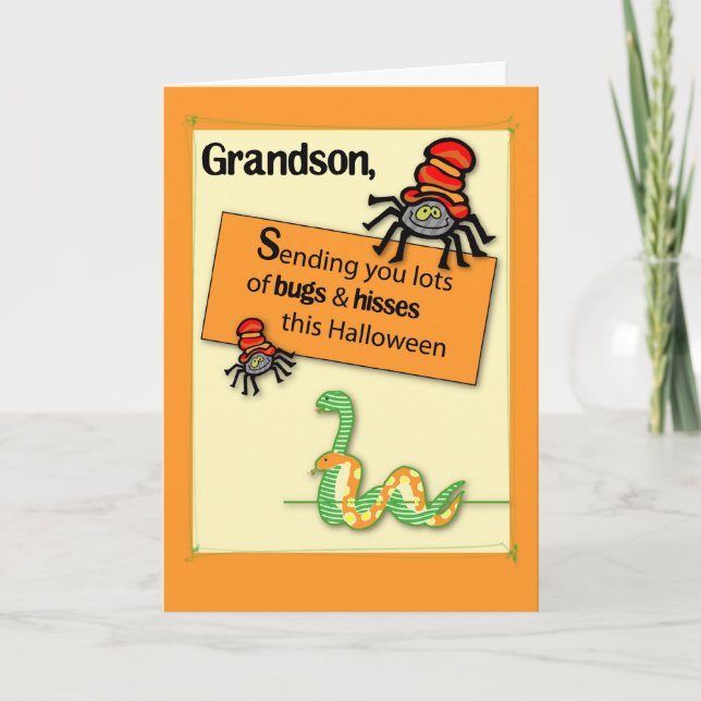 Grandson Funny Halloween Kryp och Hisses Kort (Framsida)