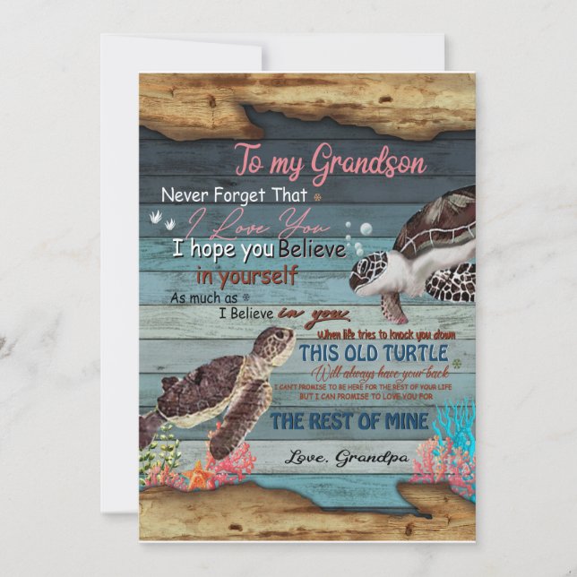 Grandson Gift| Brev till min morfar från farfar Inbjudningar (Framsida)