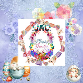 Grandson Glad påsk Egg Bunny Ram Birds Blommigt Julkort
