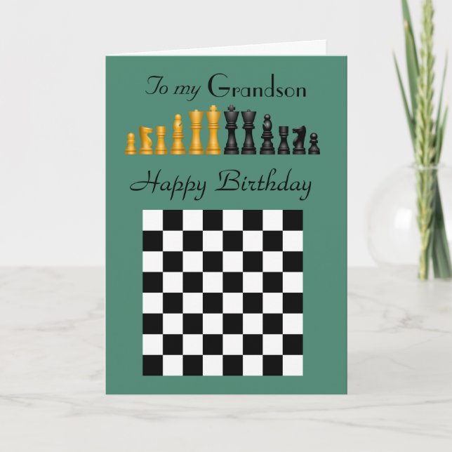 Grandson - Grattis på födelsedagen - Chess Delarar Kort (Framsida)