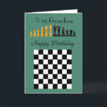 Grandson - Grattis på födelsedagen - Chess Delarar Kort<br><div class="desc">En slående design av Chess biet i svart/guld och kort i svart och vitt på gröntens bakgrund för din morsons födelsedag med en kärleksfull inre vers som kommer att beröra hans hjärta.    ©2015 - SmudgeArt / Madeline M Allen</div>