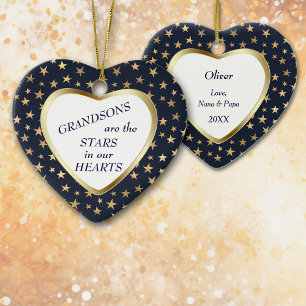 Grandson Guld Star Heart Keepsaké Julgransprydnad Keramik