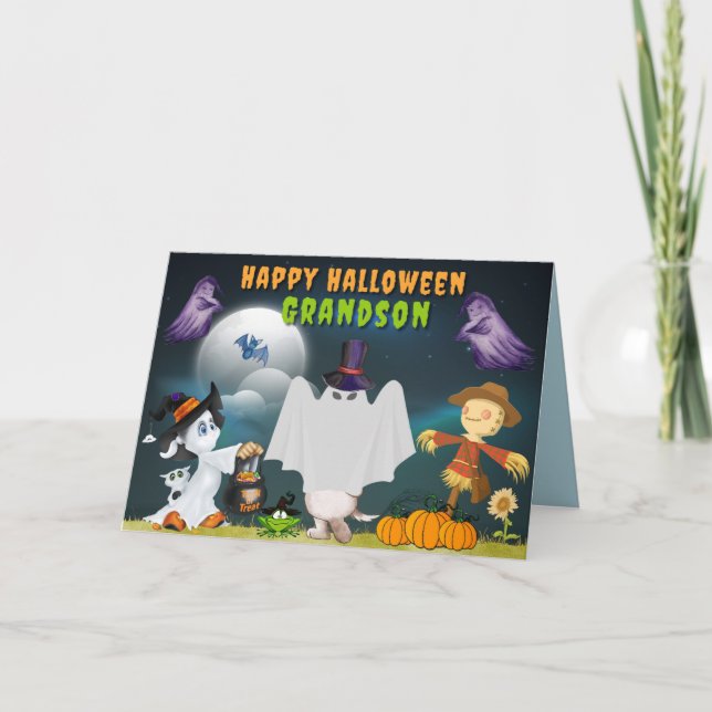 Grandson Halloween Cute Card Kort (Framsida)