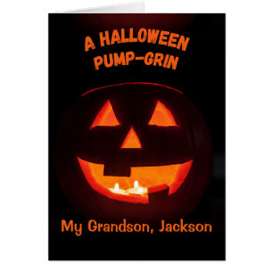Grandson Halloween Cute Jack o'Lantern Hälsningskort