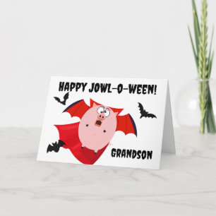 Grandson Halloween Jowloween Funny Gris Vampire Kort