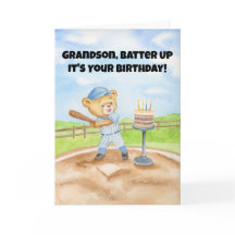 Grandson Happy Birthday Baseball Teddy Bear