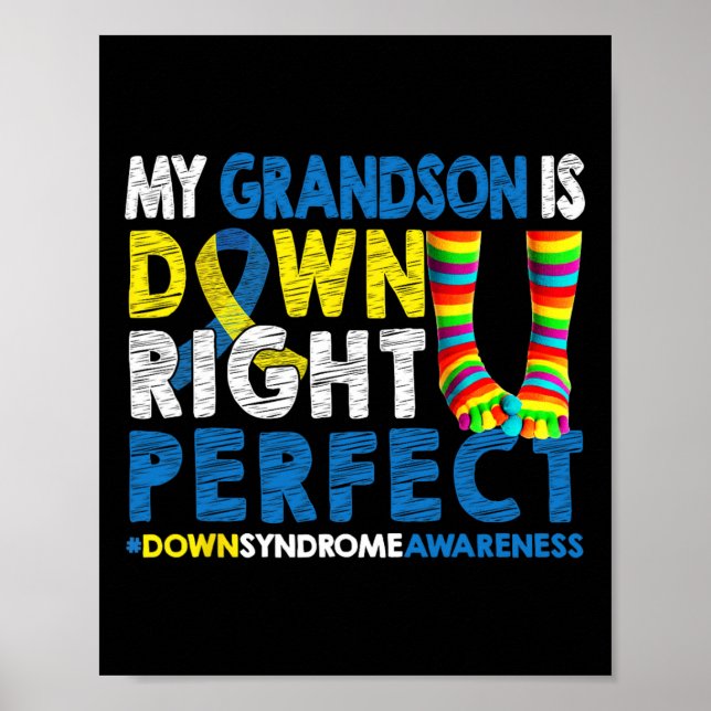 Grandson is Down Höger Perfekt Down Syndrome Medve Poster (Framsidan)