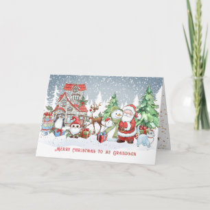Grandson-jultomten Snögubbe Rudolph Card Kort