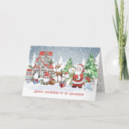 Grandson-jultomten Snögubbe Rudolph Card Kort