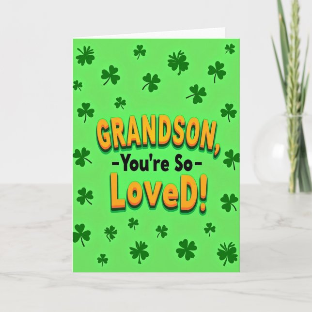 Grandson Loved Bold Text Card Kort (Framsida)