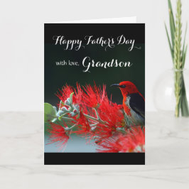 Grandson/Lycklig Fars dag - Scarlet Honeyeater Kort