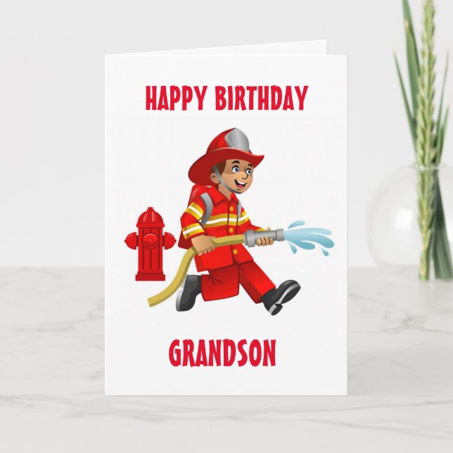 GRANDSON & MY FAVORITE FIREMAN ON BIRTHDAY KORT (Framsida)