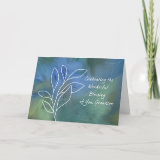 Grandson Religiösa Birthday Blessings Watercolor Kort