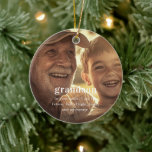 Grandson | Sentimental Photo Keepsakjulen Julgransprydnad Keramik<br><div class="desc">Fira bandet mellan en mormor och morson med detta vackert designade, anpassade fotojulprydnadsämne. Den här keepausen är skapad av högkvalitativ keramik och har en hjärtslitande bild av en farfar och morson, som fångar glädjen av delade stunder. Det rörande budskapet "I ert leende ser jag framtiden, ljus, hopp och äventyr" gör...</div>