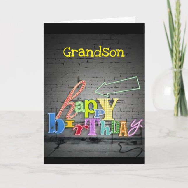 **GRANDSON** SKRIVNINGEN ÄR PÅ WALL BIRTHDAY KORT (Framsida)