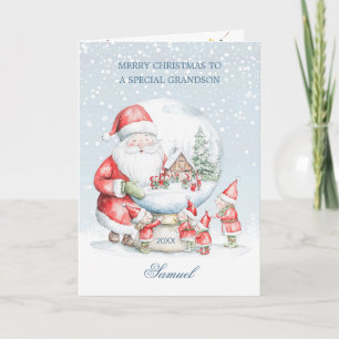 Grandson Snö Globe Santa Elf jul Helgkort