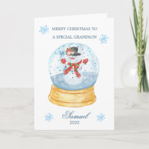 Grandson Snö Globe Snögubbe jul Helgkort