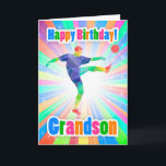 Grandson Soccer Player Birthday Colorful Abstrakt Kort<br><div class="desc">Ett lysande födelsedagskort för din älskade,  med fotbollsspelare/fotbollsspelare och mycket ljusa färger,  modernt och snyggt med abstrakt.</div>