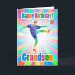 Grandson Soccer Player Birthday Colorful Abstrakt Kort<br><div class="desc">Ett lysande födelsedagskort för din älskade,  med fotbollsspelare/fotbollsspelare och mycket ljusa färger,  modernt och snyggt med abstrakt.</div>
