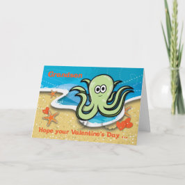 Grandson Valentine Day Tecknad Octopus Kort
