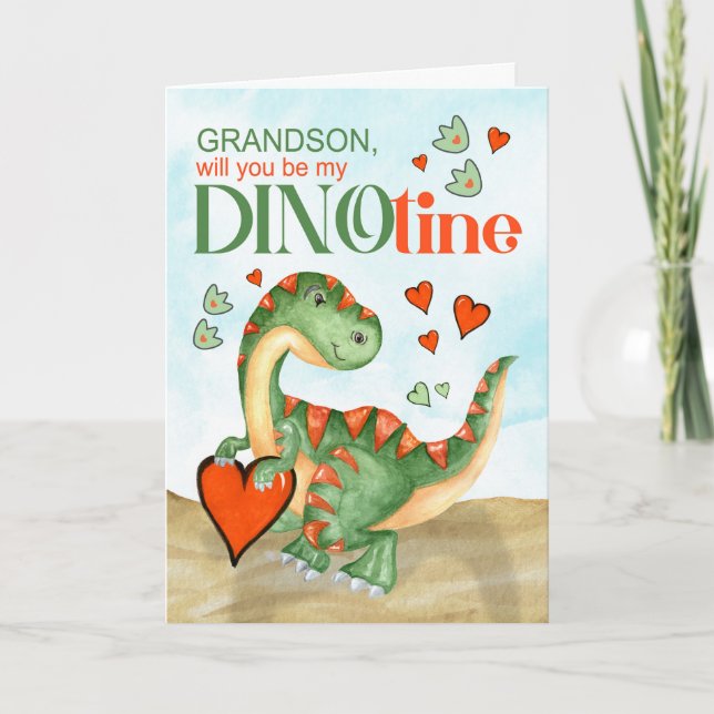 Grandson Valentine T-Rex Dinosaur DINOtine Helgkort (Framsida)