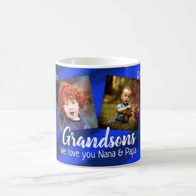 Grandsons Blue Rand Four Photo Collage Mugg (Center)
