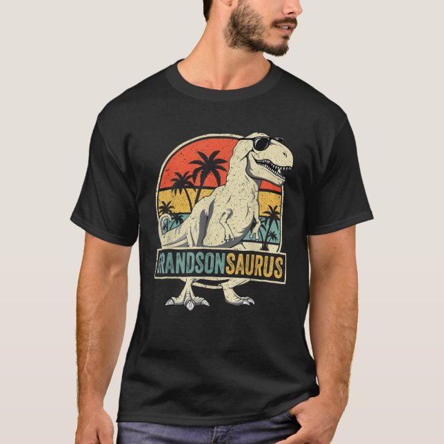 Grandsonsaurus T Rex Dinosaurson Saurus Familj Shirt (Framsida)