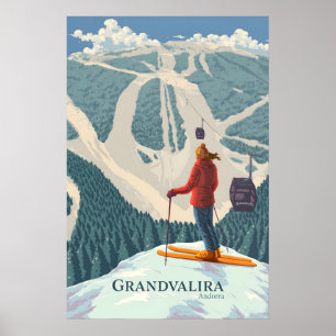 Grandvalira Andorra Ski Resort Reseskylt Poster