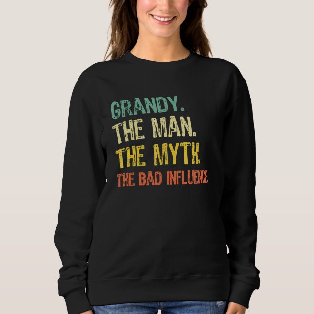 Grandy The Man The Myth The Bad Influence  Retro T Shirt (Framsida)