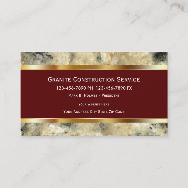 Granite Construction Visitkort (Framsida)