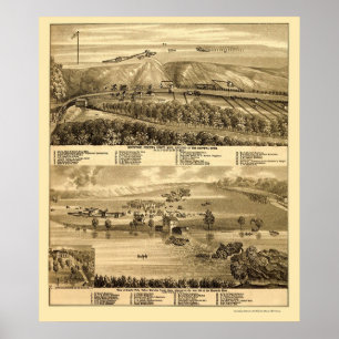 Granite Falls, MN Panoramic Karta - 1874 Poster
