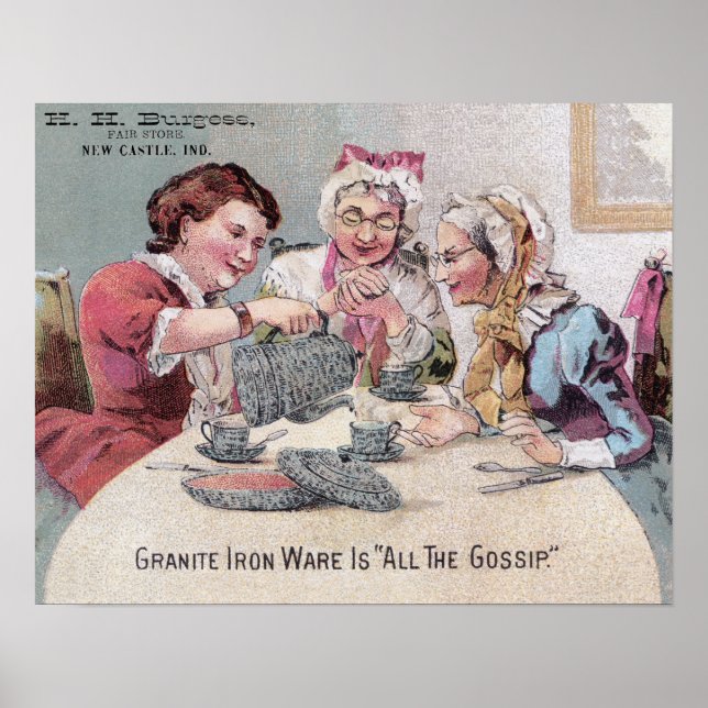 Granite Ironware Gossip Ad w Seller Poster (Framsidan)
