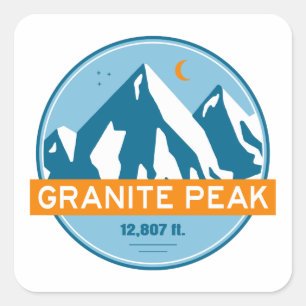 Granite Peak Montana Stars Måne Fyrkantigt Klistermärke