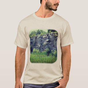 Granite Sten Wall Cattails Pond Natature T Shirt