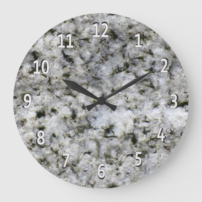 Granite Sten White med vita siffror Stor Klocka (Framsida)